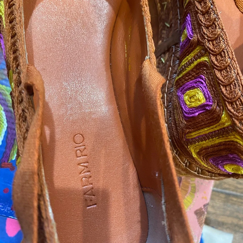 FARM Rio Brown Platform Espadrilles with Yellow & Purple Accents - Picture 8 of 16